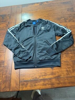 adidas Black Bomber Jacket with White Stripes
